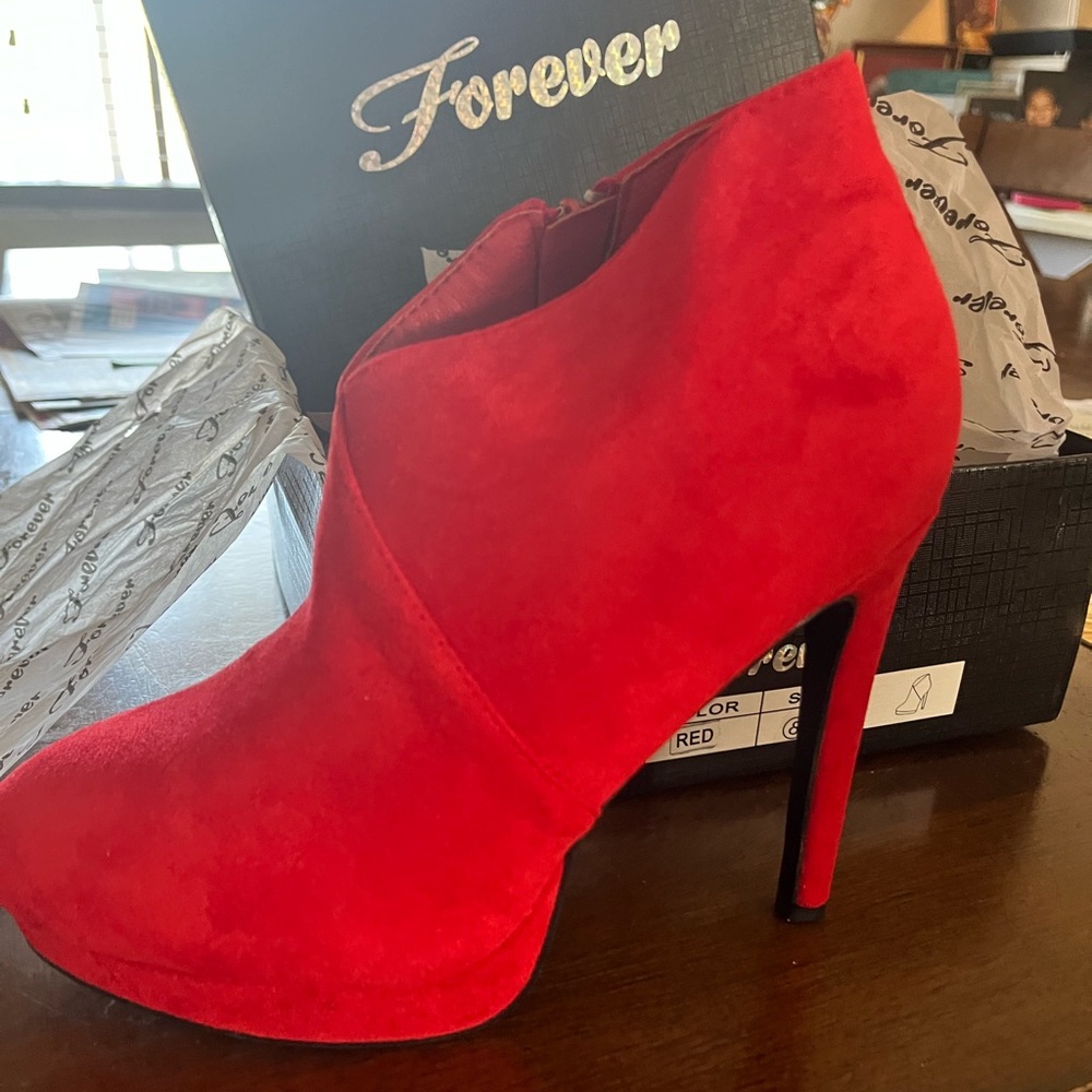Red Suede Ankle Boots
